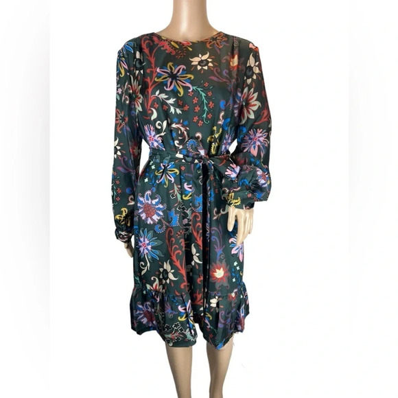 Tory Burch Dresses & Skirts - Tory Burch Womens Shift Dress Printed Silk Twill Black Mountain Floral Size 12